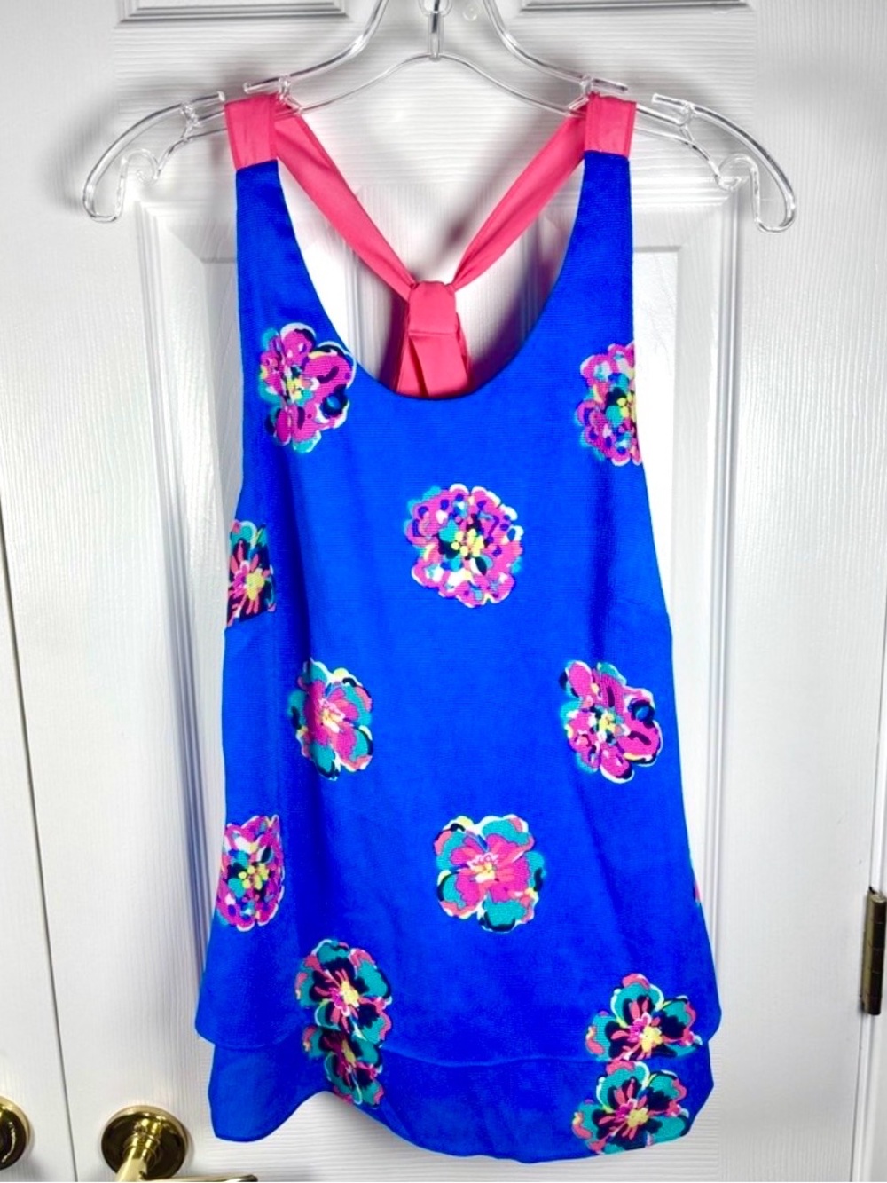 Lilly Pulitzer XS Maris Royce Blue Floral Tie Back Sleeveless Top
